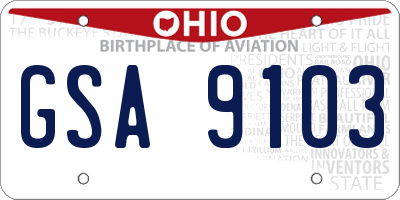OH license plate GSA9103