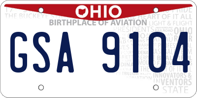 OH license plate GSA9104