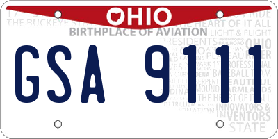 OH license plate GSA9111