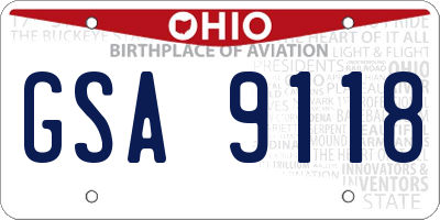 OH license plate GSA9118