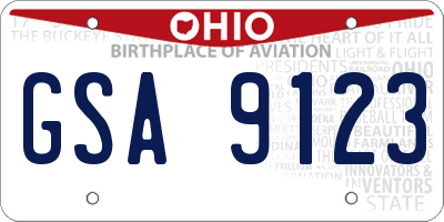 OH license plate GSA9123