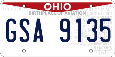 OH license plate GSA9135