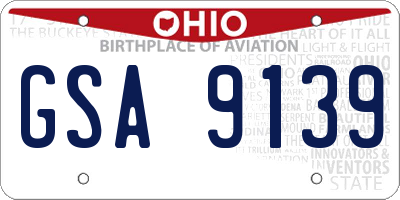 OH license plate GSA9139