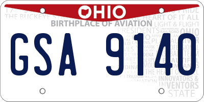 OH license plate GSA9140