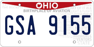 OH license plate GSA9155