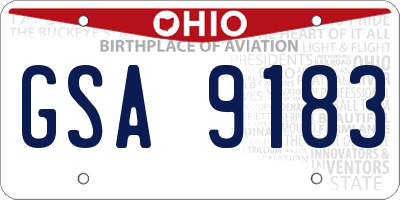 OH license plate GSA9183