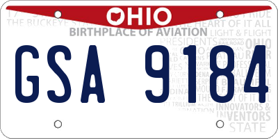 OH license plate GSA9184