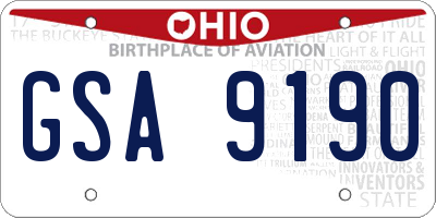 OH license plate GSA9190