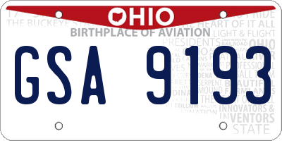 OH license plate GSA9193