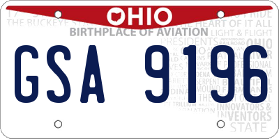 OH license plate GSA9196