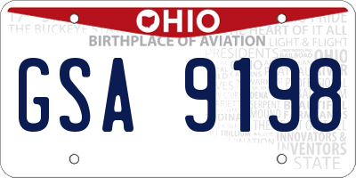 OH license plate GSA9198