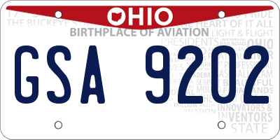 OH license plate GSA9202