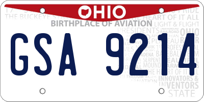 OH license plate GSA9214