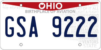 OH license plate GSA9222