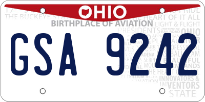 OH license plate GSA9242