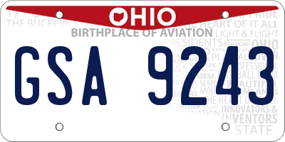 OH license plate GSA9243