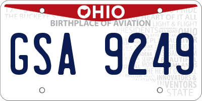 OH license plate GSA9249