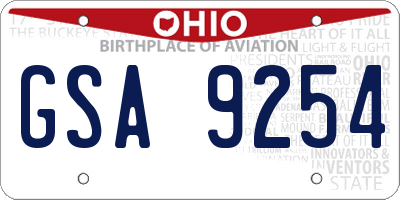 OH license plate GSA9254