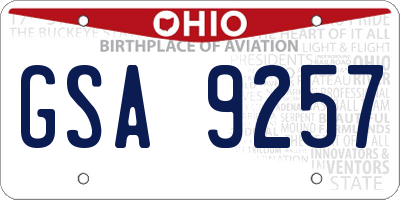 OH license plate GSA9257