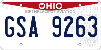 OH license plate GSA9263