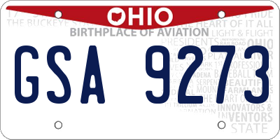OH license plate GSA9273
