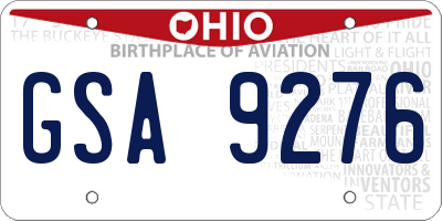 OH license plate GSA9276