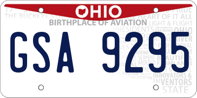 OH license plate GSA9295