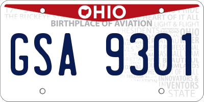 OH license plate GSA9301
