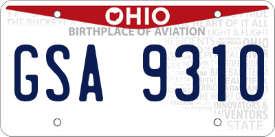 OH license plate GSA9310