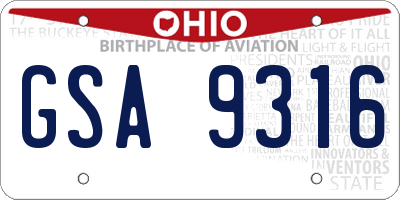 OH license plate GSA9316