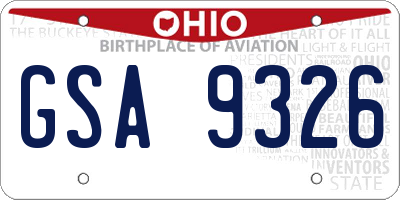 OH license plate GSA9326
