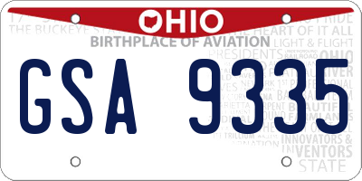OH license plate GSA9335