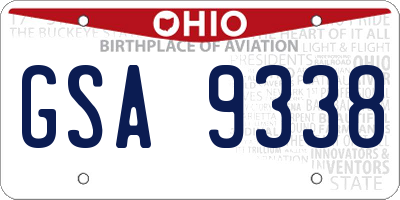 OH license plate GSA9338