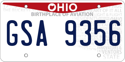 OH license plate GSA9356