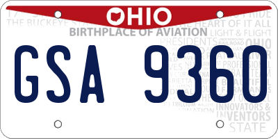 OH license plate GSA9360