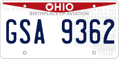 OH license plate GSA9362