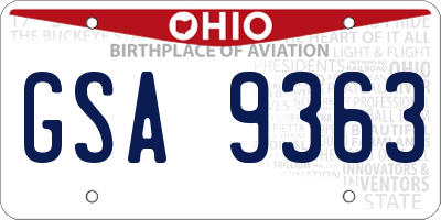 OH license plate GSA9363