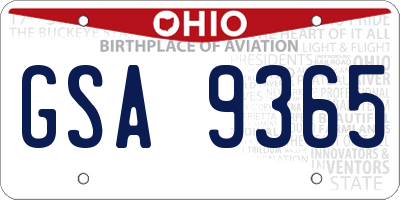 OH license plate GSA9365