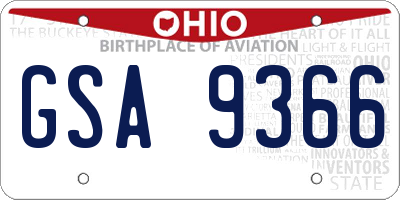 OH license plate GSA9366
