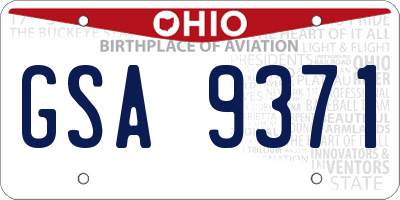 OH license plate GSA9371