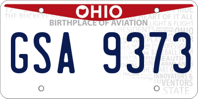 OH license plate GSA9373