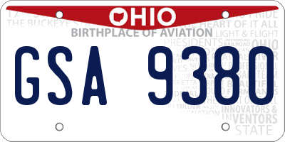 OH license plate GSA9380
