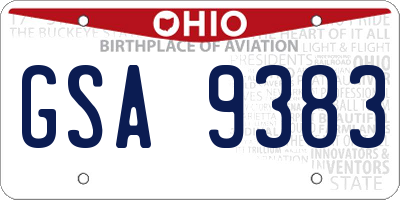 OH license plate GSA9383