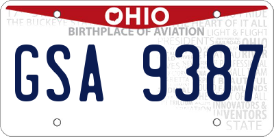 OH license plate GSA9387