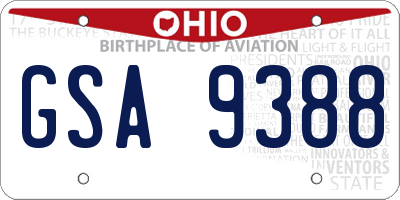 OH license plate GSA9388