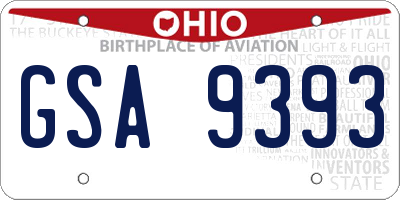 OH license plate GSA9393