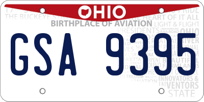 OH license plate GSA9395