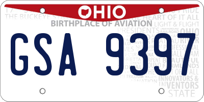 OH license plate GSA9397