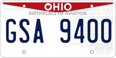 OH license plate GSA9400