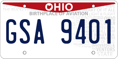 OH license plate GSA9401